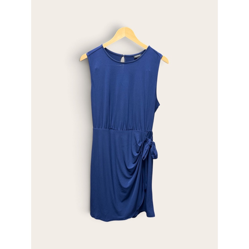 Torrid Blue Sleeveless Faux Wrap Side Tie Jersey Dress Plus Size 1 XL